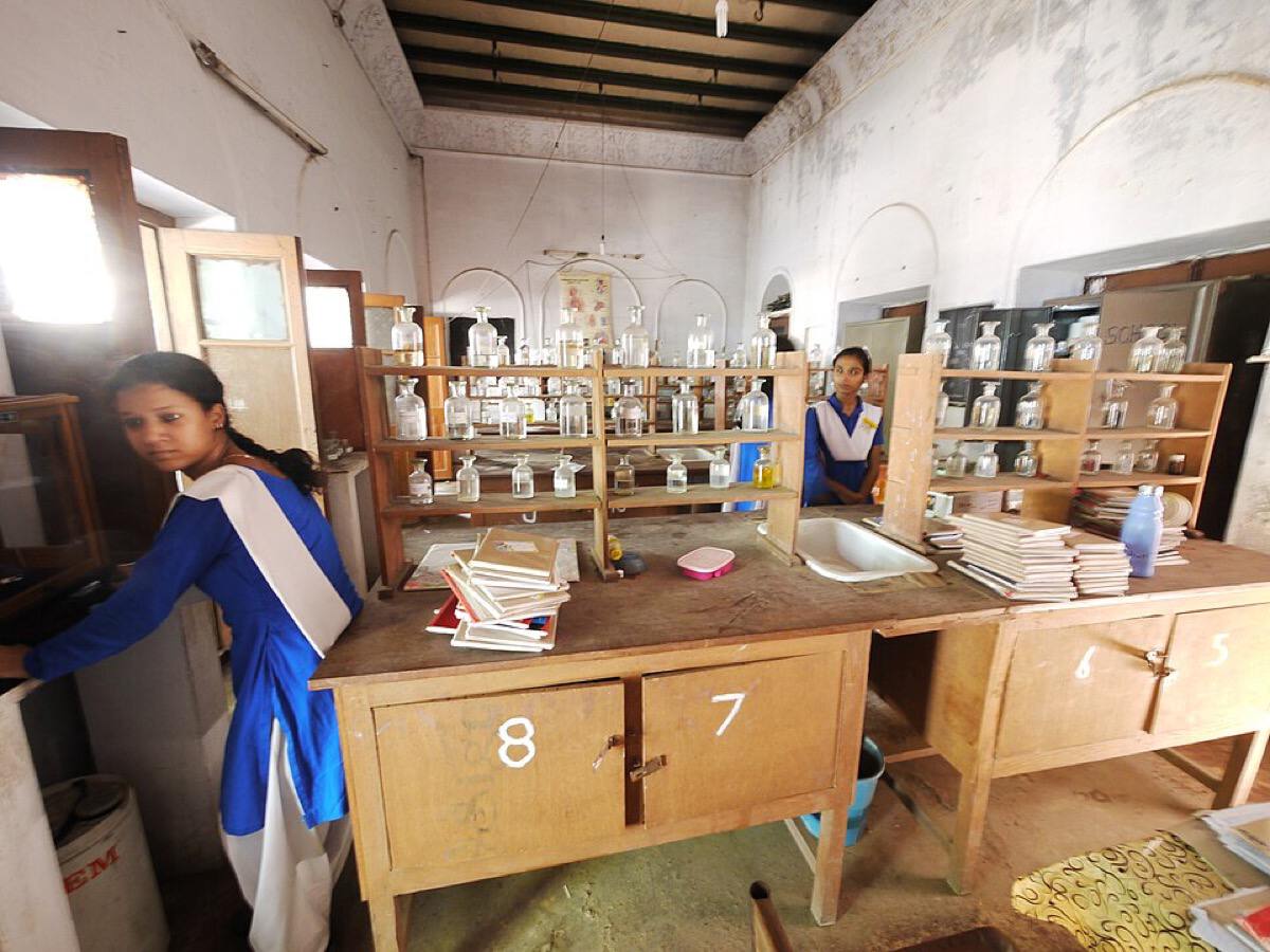 Students in a school chemistry lab building strong scientific foundations